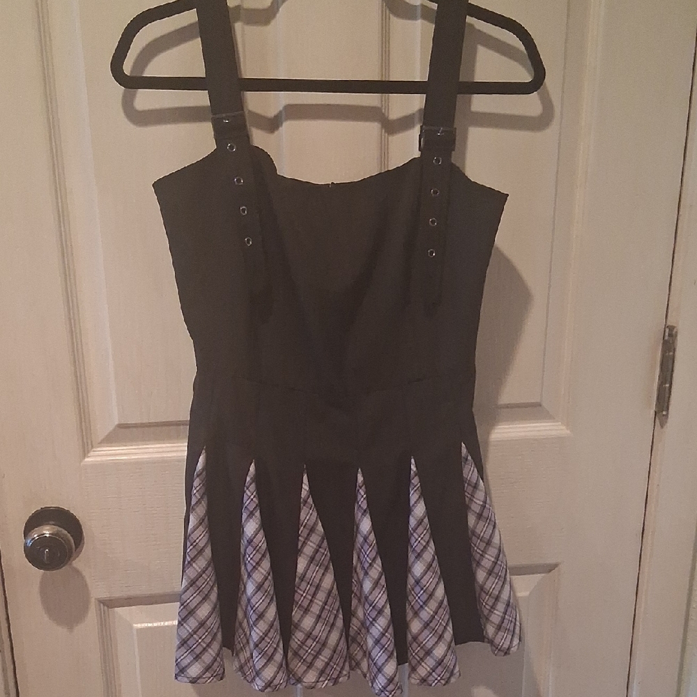 Sugar Thrillz Black and Purple Plaid Mini Dress